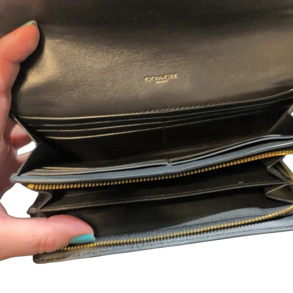 Coach Black Women's Wallet Preloved Zipper Broke Monogram Leather - Picture 5 of 12